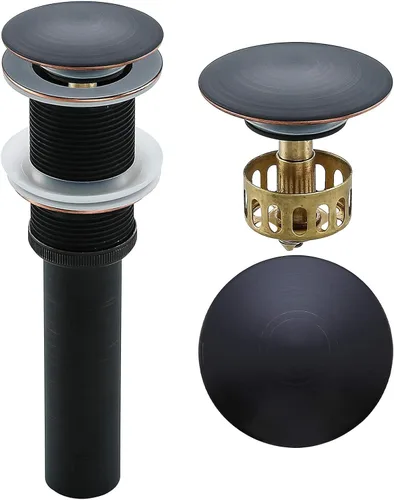 Miniatura 13 de Desagüe desplegable de bronce aceitado con desbordamiento, drenaje de lavabo de baño con colador de pelo, cesta de recogedor de pelo, drenaje