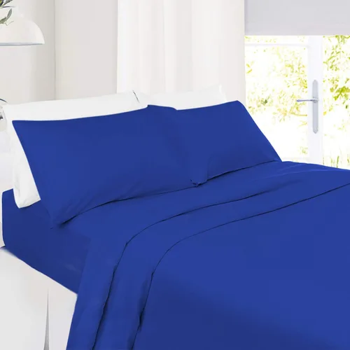 Miniatura 10 de Juego de sábanas de 100 % algodón suave de 800 hilos de 4 piezas para cama tamaño Queen, se adapta a colchones de hasta 14 pulgadas de profundidad