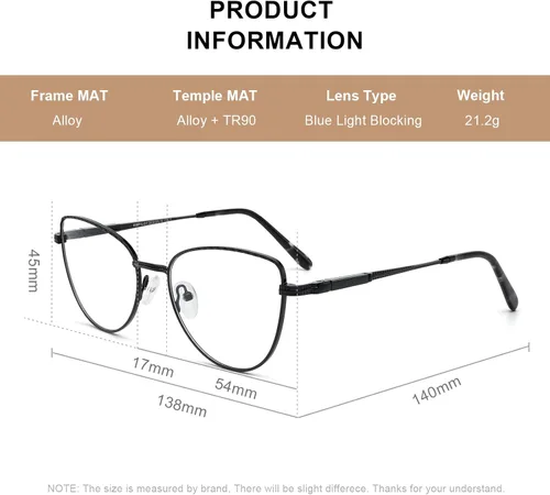 Miniatura 4 de RB. Pilot - Lentes de lectura retro de ojo de gato para mujer, con bloqueo de luz azul, lentes de computadora con bisagra de resorte