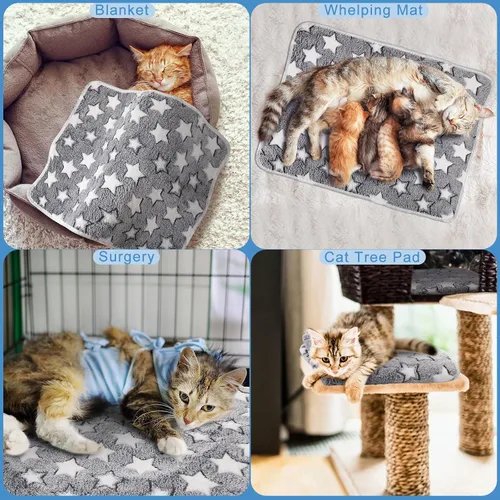 Miniatura 4 de 2 Pcs Almohadillas Grandes Autocalentables para Gatos Alfombra Autocalentable para Gatos Cama Jaula para Perros Mantas para Mascotas Alfombra