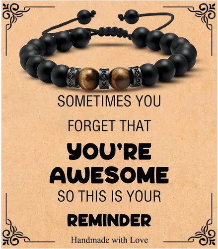 Pulsera para hombres, regalo de cumpleaños para hombres, novio, marido, papá, hijo, hermano, nieto, abuelo, tío amor, alivio del estrés, ojo de