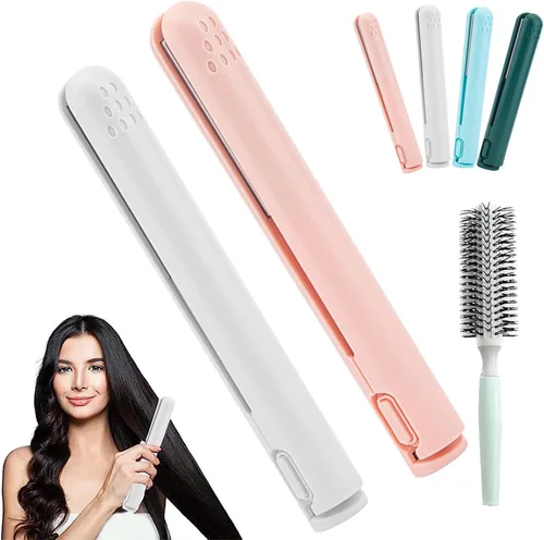 Miniatura 10 de Mini rizador de doble propósito, mini alisador de pelo y rizador 2 en 1, fuente de alimentación USB, rizador de viaje, alisador de pelo portátil