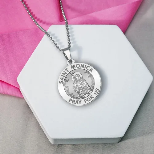 Miniatura 7 de Plata de ley Medalla Saint Monica Religiosadisponible en Solid Oro Blanco De 10K and14K Amarillo o, o, plata de ley, PG71010