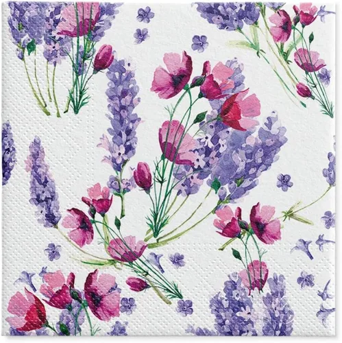 Miniatura 8 de Servilletas de papel de flores moradas con libélula para cena, tamaño decorativo de almuerzo de decoupage de 13 x 13 pulgadas (desplegadas)