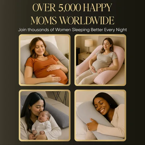 Miniatura 6 de Almohada de embarazo en forma de U, funda 100% algodón, soporte de maternidad de cuerpo completo para vientre, espalda y piernas, máscara de ojos
