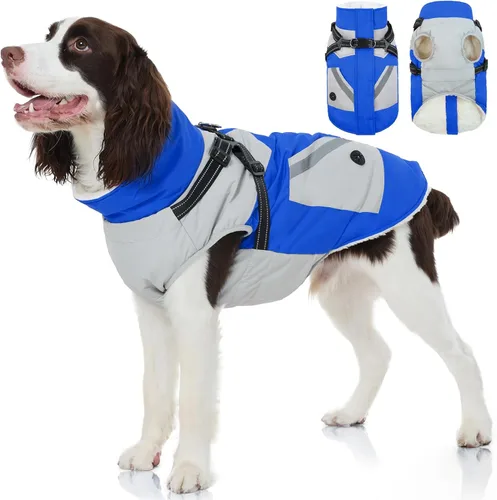 Miniatura 17 de FUAMEY Chaquetas de invierno para perros pequeños, abrigo para perros con arnés incorporado, trajes de nieve impermeables para perros, chaqueta