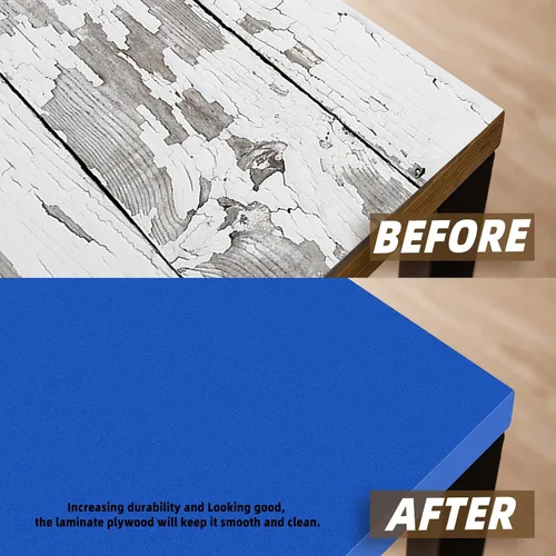 Miniatura 4 de Chapa de madera azul, diseño de lujo de 24 x 48 pulgadas, no pegada, flexible, duradera, hojas de chapa de madera de PVC para bricolaje, mesa