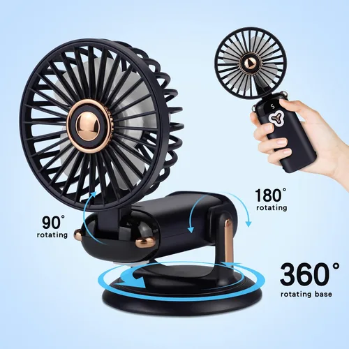 Miniatura 2 de Versátil ventilador portátil 4 en 1, ventilador a pilas con base, ajustable a 90°, mini ventiladores recargables, pantalla digital y capacidad