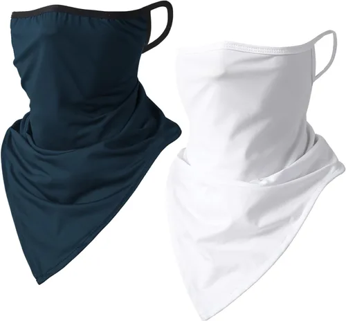 Miniatura 5 de CORIRESHA Polaina para el cuello de 2 piezas para mujer con trabillas para las orejas, cubierta de pasamontañas, protección contra el polvo y el sol