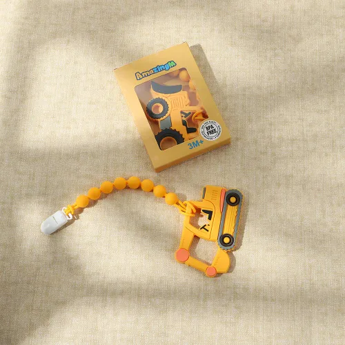Miniatura 7 de Juguete mordedor de silicona de grado alimenticio para bebés con soporte para chupete, juguetes de dentición, juego de regalo para niños y niñas a