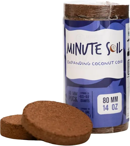 Minute Soil - Medio de cultivo de fibra de coco comprimida - Discos de 3.150 in - Paquete de 10 = 2.5 galones de tierra para macetas - Cultivo de