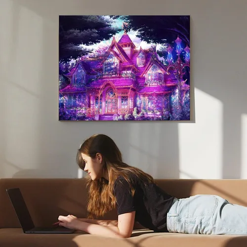 Miniatura 6 de CAYUDEN Pintura por números para niños, 16 x 20 pulgadas, pinturas acrílicas de castillo por números para niños principiantes, kit de pintura