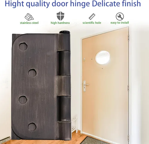 Miniatura 6 de Bisagras de puerta de 4 x 4 pulgadas para madera, paquete de 18 bisagras de puerta de bronce aceitado para puertas interiores, bisagras resistentes