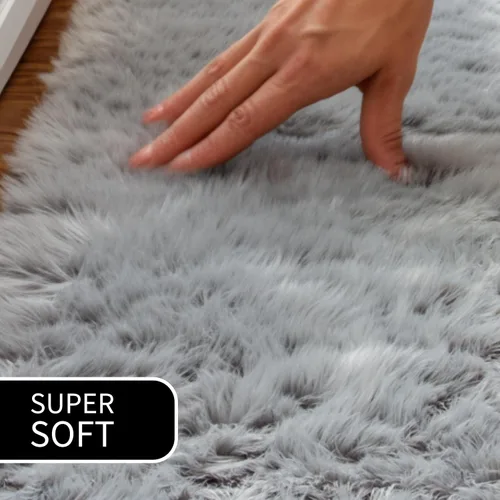 Miniatura 5 de Super Area Rugs - Alfombra de piel de oveja suave y esponjosa Gris oscuro