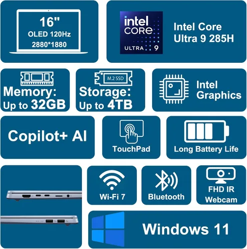 Miniatura 2 de ASUS Vivobook S16 AI PC Laptop 16" 2.8k OLED 120Hz (600nits, 100% DCI-P3) Intel 16-core Ultra 9 285H 32GB RAM 1TB SSD retroiluminado para Creator
