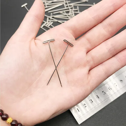 Miniatura 5 de 150 alfileres en T, alfileres de costura para bloquear tejer, modelar, hacer pelucas y manualidades, alfileres rectos, acero inoxidable, niquelados