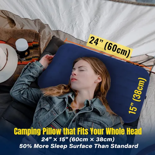 Miniatura 6 de TREKOLOGY Almohada de Camping - Grande Inflable (24"x15") para Comodidad como en Casa, Portátil y Ergonómica, Fácil de Limpiar, Duradera y a Prueba