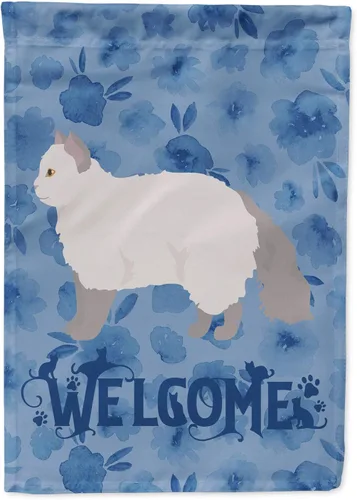 Miniatura 208 de Caroline's Treasures CK4813CHF - Bandera de bienvenida con gato abisinio azul, manga grande, para porche, para colgar en la pared, poliéster
