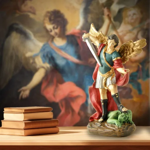 Miniatura 10 de Estatua de San Miguel Arcangel - Figura de ángel de San Miguel, estatua de resina con acabado de bronce antiguo, ideal para coleccionistas