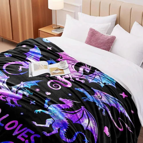 Miniatura 6 de Manta de dragón de franela suave, regalo para niñas y mujeres, manta de dragón para amantes de los dragones, regalos de cumpleaños, decoración