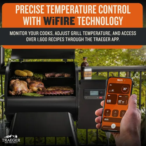 Miniatura 5 de Traeger Grills Pro 575 - Parrilla de pellets de madera y ahumador con Wifi, habilitado para aplicaciones, color negro