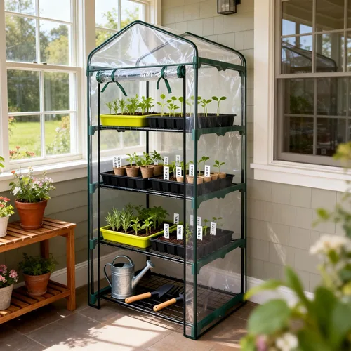 Miniatura 2 de Worth Garden Mini Invernadero de 4 Niveles - 63'' Alto x 27'' Largo x 19'' Ancho - Estantes de Jardinería Portátiles Resistentes con Cubierta de PVC