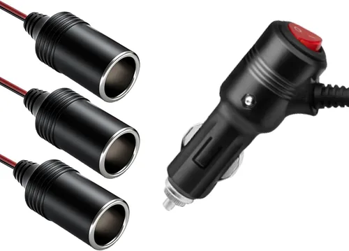 Miniatura 6 de Divisor de encendedor de cigarrillos para automóvil, adaptador de encendedor de cigarrillos de 12 V, cable Y de 3 enchufes, 1 a 3 puertos