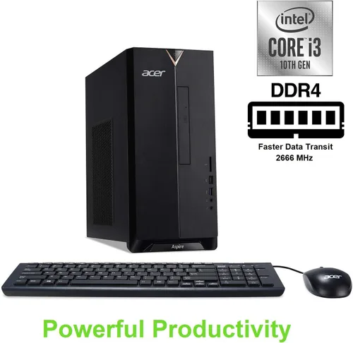 Miniatura 2 de Acer Aspire TC-895-UA91 - Procesador de 4 núcleos Intel Core i3-10100 de 10ª generación, DDR4 de 8 GB a 2666 MHz, SSD NVMe M.2 de 512 GB, DVD 8X