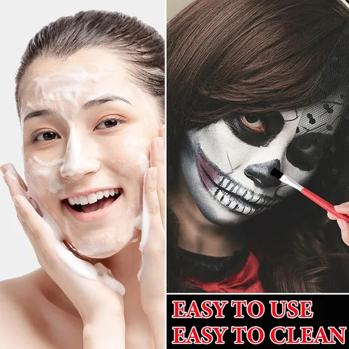 Miniatura 5 de Pintura facial de payaso negro, blanco, rojo, profesional, impermeable, kit de maquillaje de Halloween, pintura facial de payaso, cosplay, bromista