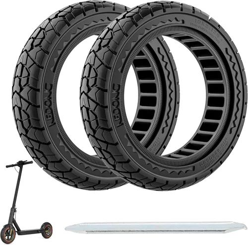 Miniatura 9 de Cooryda Neumático todoterreno de 10 x 2.125 para scooter eléctrico Ninebot F20/F30/F40/F65, neumáticos de goma sólida de 10 pulgadas para neumático