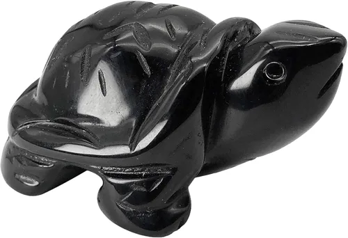 Miniatura 10 de Estatua de tortuga de piedra de 2 pulgadas, figura de tortuga tallada a mano, escultura de Fengshui, decoración del hogar, obsidiana negra