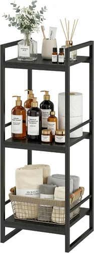 BYFU Estante abierto de almacenamiento de 3 niveles para baño, estante de almacenamiento de esquina de metal independiente para baño, cocina, sala