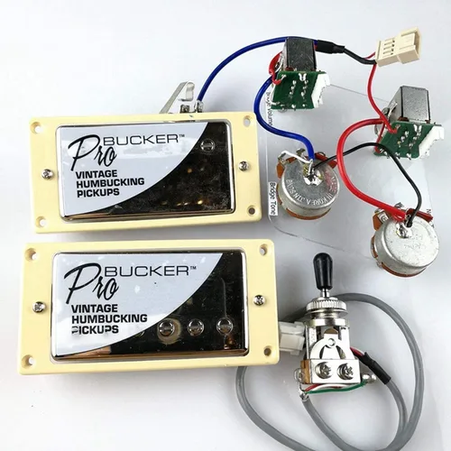 1 juego de pastillas ProBucker Alnico Bridge&Neck con arnés de cableado profesional ollas e interruptores de 3 vías para guitarra eléctrica cromo