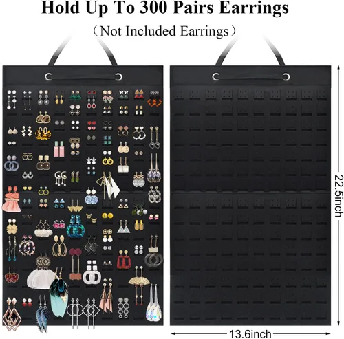 Miniatura 2 de Organizador de Aretes y Joyería, Exhibidor de Pendientes Colgantes con Capacidad para hasta 300 Pares para Mujeres y Niñas - Negro, 1 Paquete