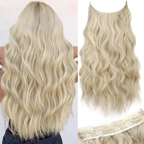 Miniatura 41 de KooKaStyle - Extensiones de cabello con hilo invisible, diadema transparente, ajustables, 4 clips fijadores, cabello largo y ondulado de 12