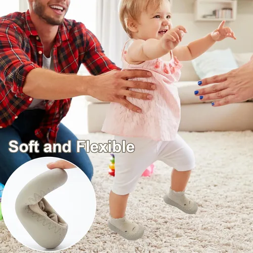 Miniatura 7 de 2 pares de zapatos antideslizantes estilo caroon para bebés, zapatos para niños y niñas, zapatos para caminar, zapatos de goma suave con pantuflas