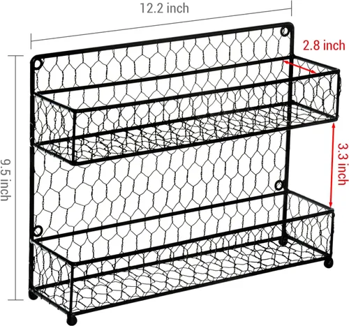 Miniatura 5 de MyGift Estante para especias de pared, estante de especias de 2 niveles, organizador de almacenamiento de tarros de condimentos sobre la estufa