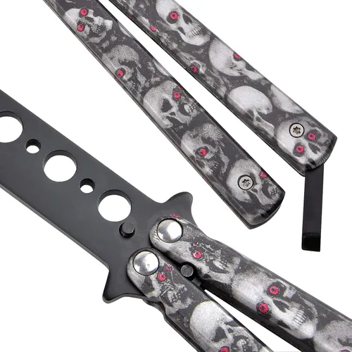 Miniatura 6 de AIFUSI Cuchillo de mariposa entrenador, entrenamiento y práctica para niños y adultos, acero Balisong Trainer sin afilar, 100% seguridad Balisong