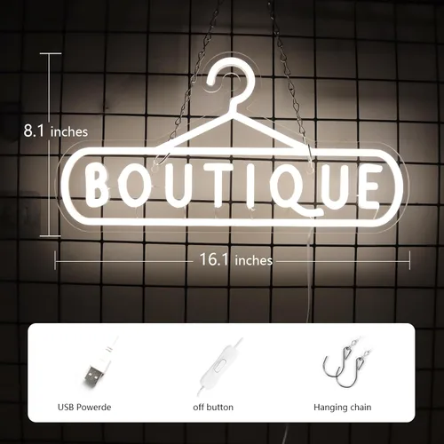 Miniatura 7 de Balanar Letreros de neón de boutique para decoración de pared, letreros LED de negocios adecuados para tiendas de boutique, regalo de fiesta
