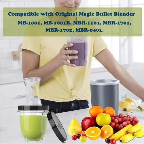 Miniatura 2 de 4 tapas planas para tapa Magic Bala, piezas de repuesto para licuadora Magic Bull, tapa de plástico negro compatible con vasos Magic Bullet de 250 W