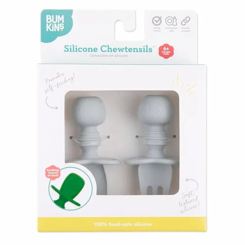 Miniatura 7 de Bumkins Juego de Utensilios para Bebés, Cucharas de Silicona Chewtensils para Mojar, Autoalimentación, Destete Dirigido por el Bebé, Aprendizaje