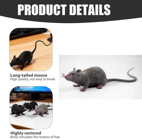 Miniatura 3 de Rata falsa ratones de goma grandes, ratas de plástico realistas, accesorios de Halloween, imitación aterradora para bromas, regalos prácticos