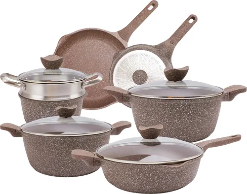 Miniatura 18 de Juego de utensilios de cocina antiadherentes de aluminio fundido Country Kitchen - Utensilios de cocina duraderos para cocina diaria, mango redondo