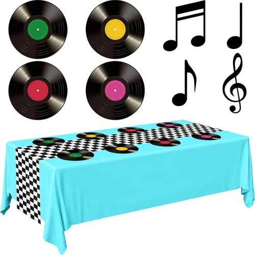 Oudain Decoraciones y suministros para fiestas temáticas de los años 50, suministros de fiesta de cumpleaños de automóvil, manteles individuales de