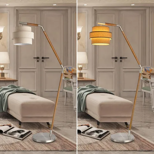 Miniatura 2 de Pantalla de lámpara de tambor de 3 niveles para lámparas de pie de iluminación colgante, pantalla de repuesto, la pantalla de tela está hecha