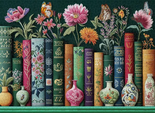Miniatura 7 de Enchanted Floral Bookshelf Jigsaw Puzzle for Adults 1000 Pieces, Difficult Puzzles Perfect for Game Night, Great Gift Idea, Size 26.65 x 19.25 in