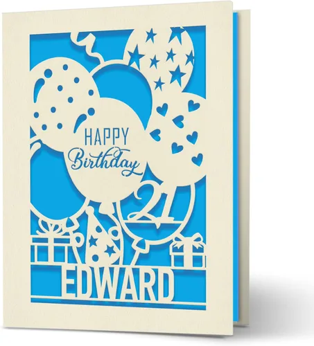 EDSG Tarjetas de cumpleaños personalizadas para mujeres y hombres, tarjeta de feliz cumpleaños para hermana, mamá, papá, hija, hijo, esposo, Azul