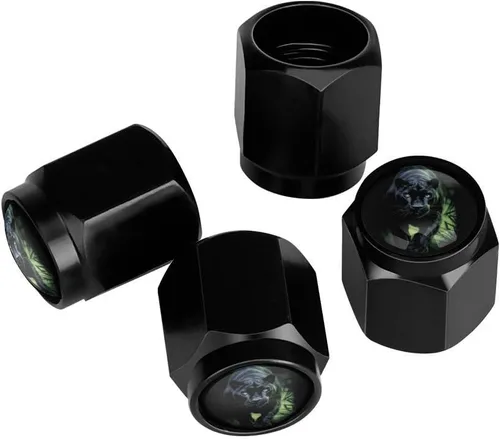 Miniatura 20 de Wolf - Tapones de válvula de neumático con bandera americana, tapas de válvula de neumático de aluminio negro, cubiertas universales