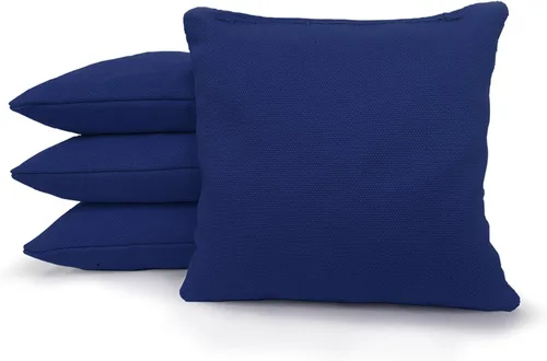 Miniatura 2 de 8 bolsas estándar de cornhole de tela de pato reglamentarias rellenas de maíz Azul Real/Blanco