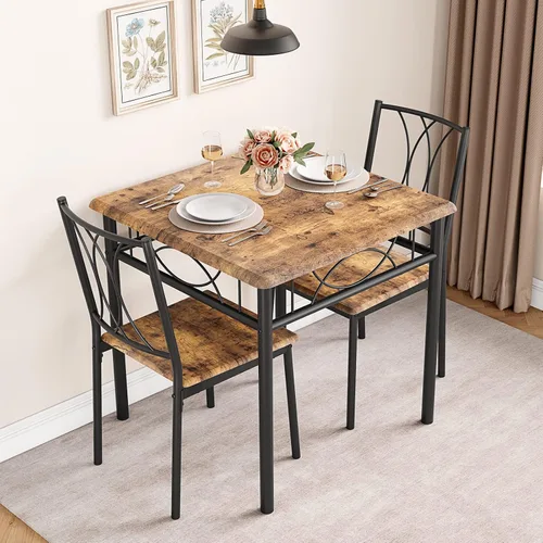Miniatura 9 de IDEALHOUSE Juego de mesa de comedor para 2, juegos de mesa cuadrada con 2 sillas tapizadas, mesa de cocina pequeña y sillas para 2, juego de mesa